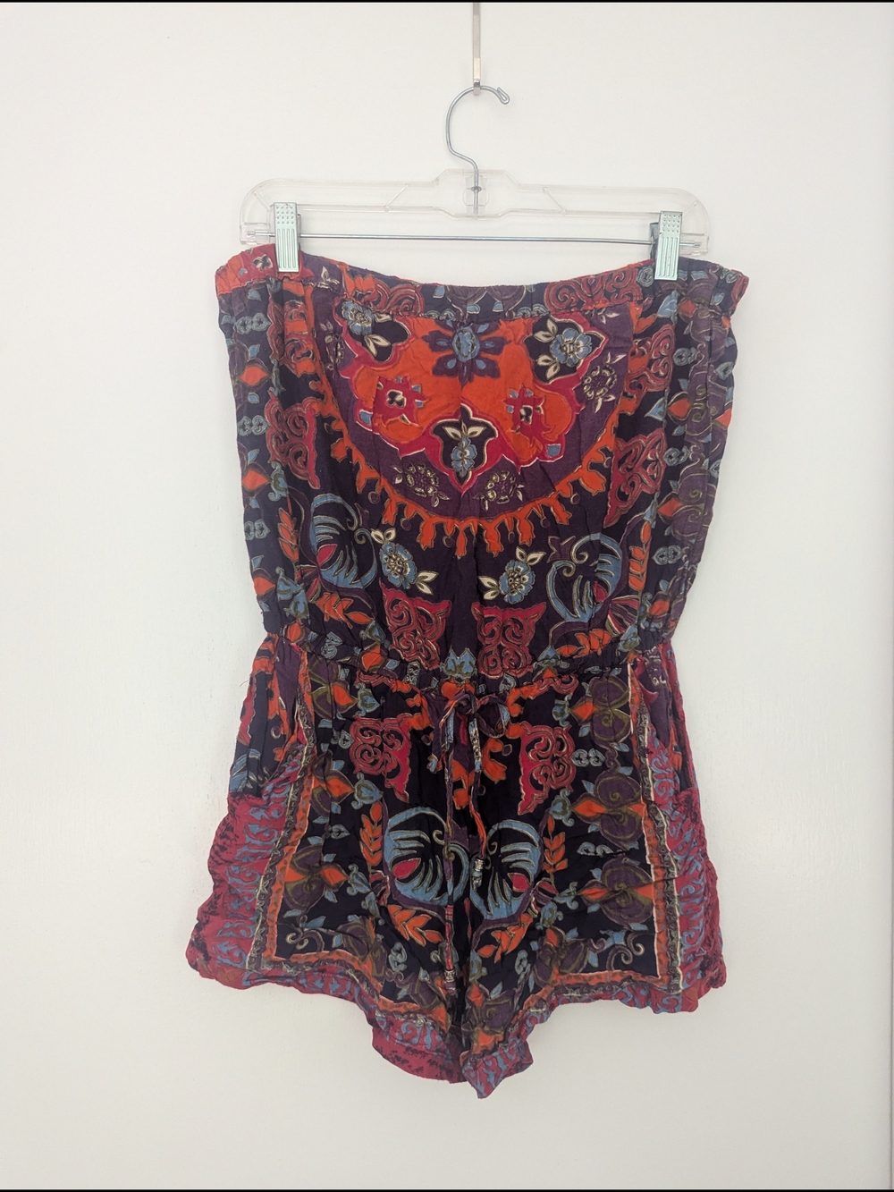 Angie Multicolor Floral Strapless Romper in Purple, Red, Orange, Blue